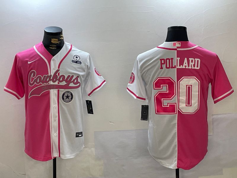 Men Dallas Cowboys #20 Pollard white pink Joint Name 2024 Nike Limited NFL Jersey style 1->dallas cowboys->NFL Jersey